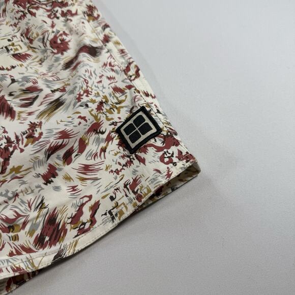 Insight Mens Shorts Sz Small Beige Red Patterned Stretch Hybrid Trunks Pockets - Picture 2 of 10